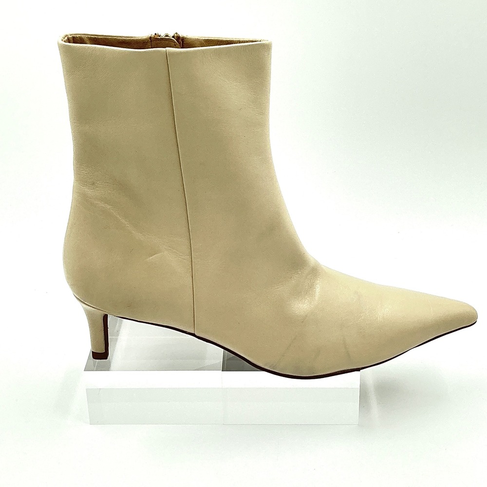Seychelles Size 11 Bootie Cream Leather Pointed Toe Kitten Heel NEW Nevers $159